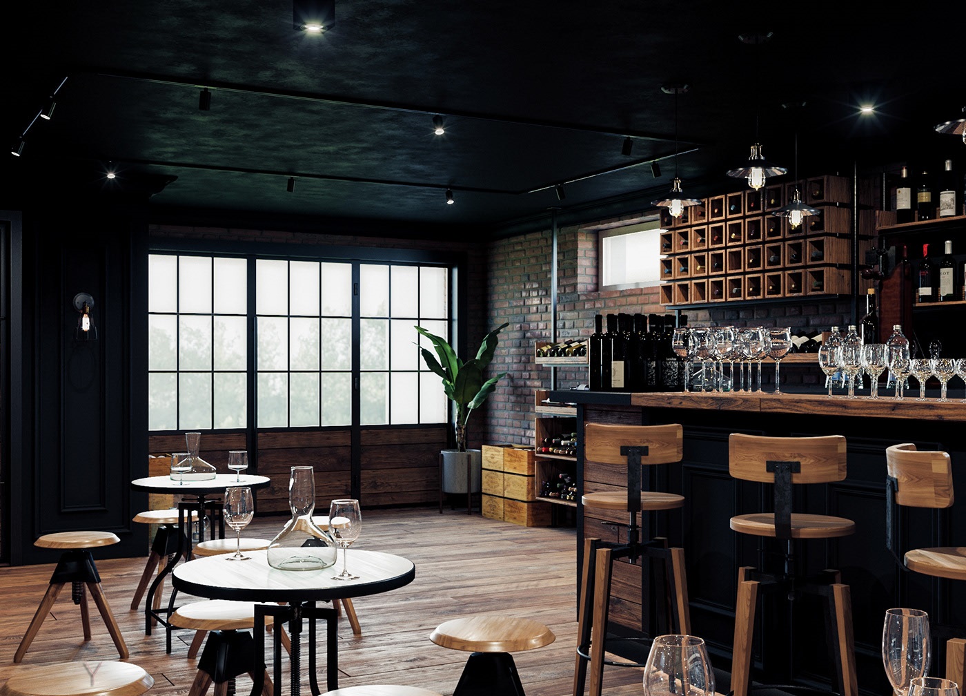 Sàn gỗ công nghiệp màu sắc độc lạ cho quán cafe hiện đại